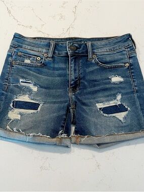 American Eagle Outfitters Distressed Blue Jean Shorts